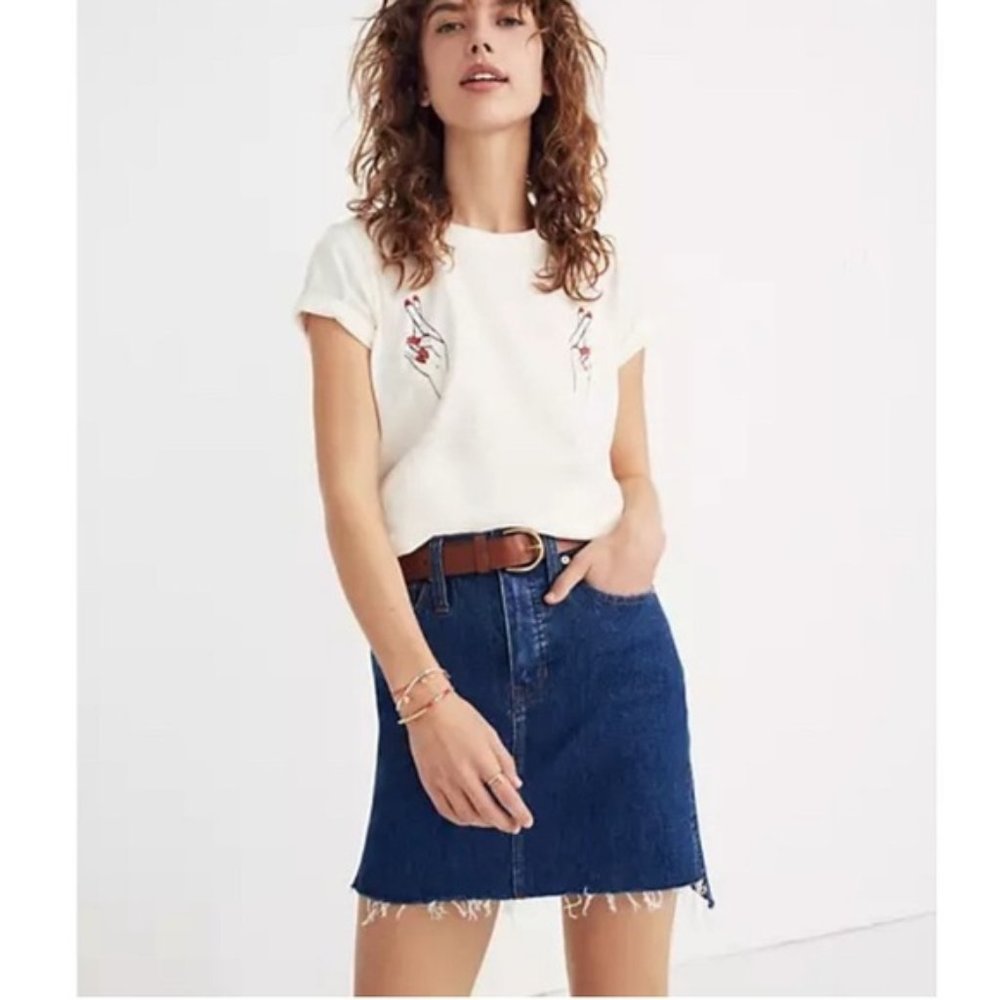 Madewell Raw Edge Step Hem Jean Skirt